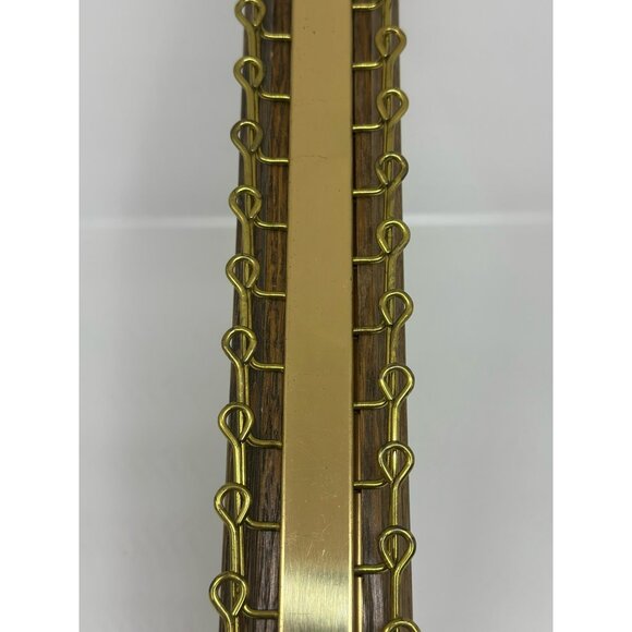 Vintage Mid-Century Walnut & Brass Tie Rack Hanger – 18.5" Organizer - Picture 6 of 7